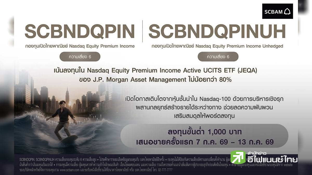 บลจ.ไทยพาณิชย์ เปิดกองทุนใหม่ SCBNDQPIN และ SCBNDQPINUH เสนอขาย IPO 7-13 ก.ค.69