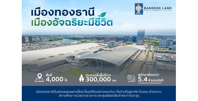 เมืองทองธานี ขึ้นแท่น เขตส่งเสริมเมืองอัจฉริยะ มุ่งยกระดับเทคโนโลยี สิ่งแวดล้อม ปักหมุด เมืองอัจฉริยะมีชีวิต ขับเคลื่อนเศรษฐกิจ
