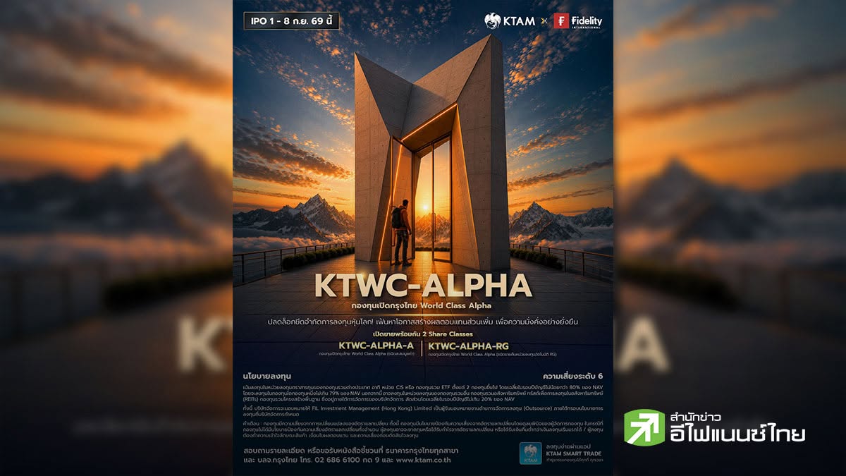 KTAM จับมือพาร์ตเนอร์ระดับโลก Fidelity เปิดตัวกองทุน KTWC-ALPHA เปิดขาย 1 – 8 ก.ย.นี้