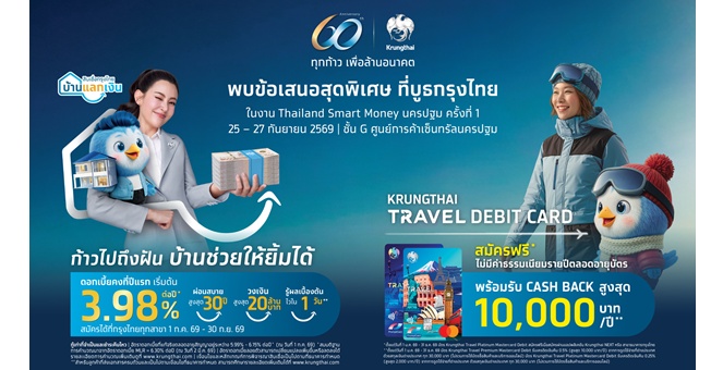 กรุงไทย จัดใหญ่ขนโปรฯ การเงิน ร่วมงาน “Thailand Smart Money นครปฐม” 25 – 27 ก.ย.นี้